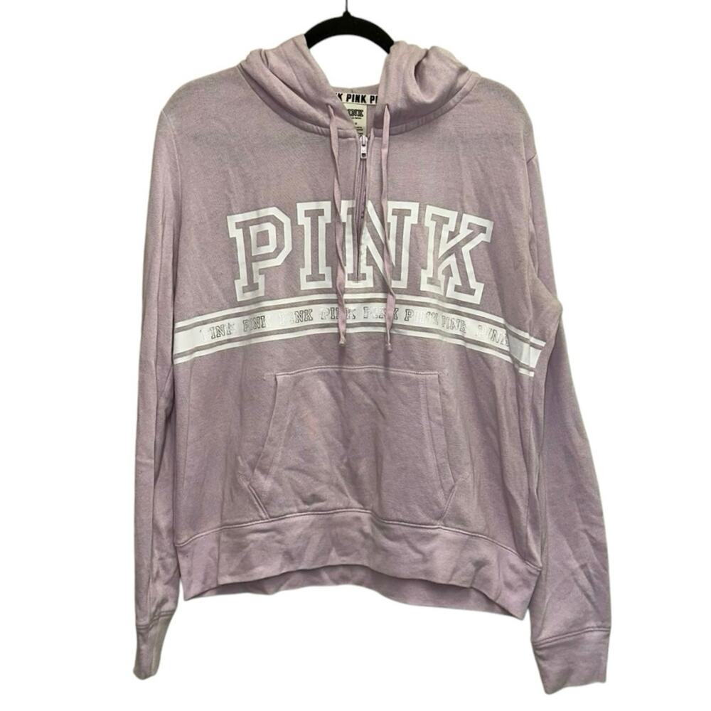 PINK Victoria’s Secret Quarter Zip Hoodie Women’s Large Lavender Pullover